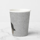 Bi-Black German Shepherd Niedlich Cartoon Dog Gray Pappbecher (Links)