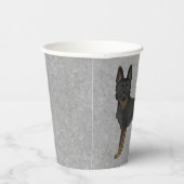 Bi-Black German Shepherd Niedlich Cartoon Dog Gray Pappbecher (Rechts)