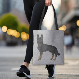 Bi-Black German Shepherd Niedlich Cartoon Dog Gray Tasche