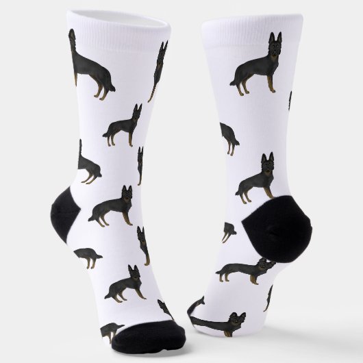 Bi-Black German Shepherd Niedlich Cartoon Dog Must Socken (Gewinkelt)