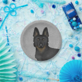 Bi-Black German Shepherd Niedlich Dog Head Gray Pappteller (Party)