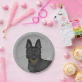 Bi-Black German Shepherd Niedlich Dog Head Gray Pappteller (Party)