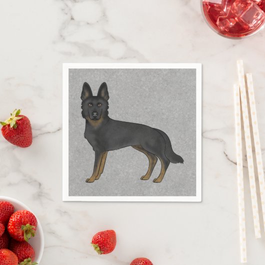 Bi-Black German Shepherd Niedlicher Cartoon GSD Do Serviette (Beispiel)