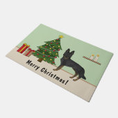 Bi-Black German Shepherd Weihnachtsbaum Fußmatte (Schrägansicht)