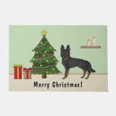 Bi-Black German Shepherd Weihnachtsbaum Fußmatte (Vorderseite)