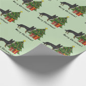 Bi-Black German Shepherd Weihnachtsbaum Geschenkpapier (Ecke)
