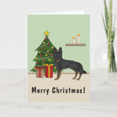 Bi-Black German Shepherd Weihnachtsbaum Karte (Vorderseite)