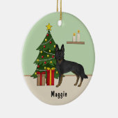 Bi-Black German Shepherd Weihnachtsbaum Keramik Ornament (Rechts)