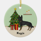 Bi-Black German Shepherd Weihnachtsbaum Keramik Ornament (Vorne)