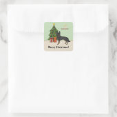 Bi-Black German Shepherd Weihnachtsbaum mit Text Quadratischer Aufkleber (Tasche)