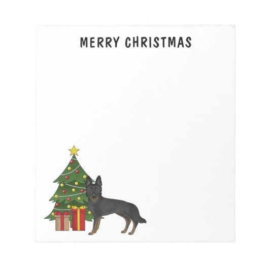 Bi-Black German Shepherd Weihnachtsbaum Notizblock (Vorderseite)
