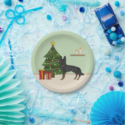 Bi-Black German Shepherd Weihnachtsbaum Pappteller (Party)