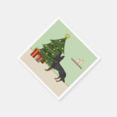 Bi-Black German Shepherd Weihnachtsbaum Serviette (Ecke)