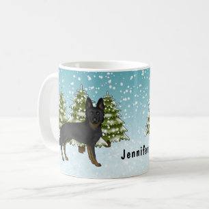 Bi-Black German Shepherd Winter Forest with name Kaffeetasse
