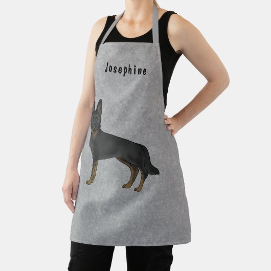 Bi-Black-Hund und Grauer Text Schürze (InSitu)