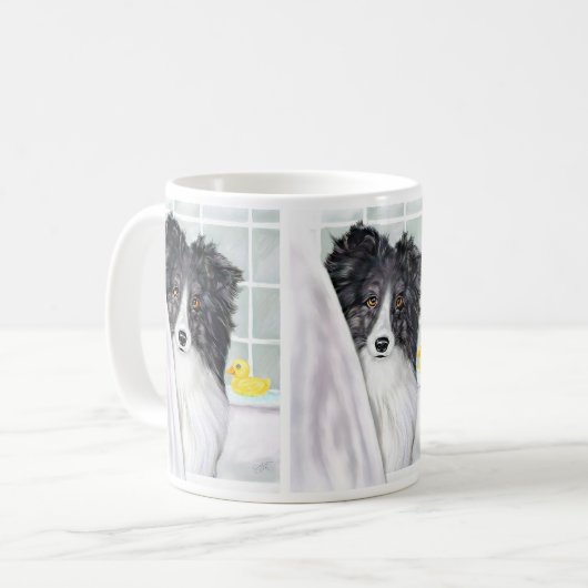 Bi Black Sheltie Bath Kaffeetasse (Vorderseite Links)
