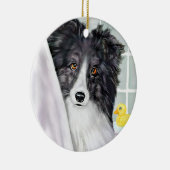 Bi Black Sheltie Bath Keramik Ornament (Rechts)