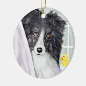 Bi Black Sheltie Bath Keramik Ornament (Links)