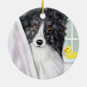 Bi Black Sheltie Bath Keramik Ornament (Hinten)