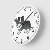 Bi-Black Shetland Sheepdog Cartoon Dog Zeichnend Runde Wanduhr (Winkel)