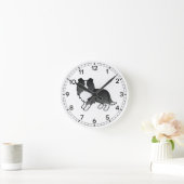Bi-Black Shetland Sheepdog Cartoon Dog Zeichnend Runde Wanduhr (Zuhause)