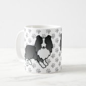 Bi-Black Shetland Sheepdog Sheltie Cartoon Dog Kaffeetasse (Vorderseite Links)