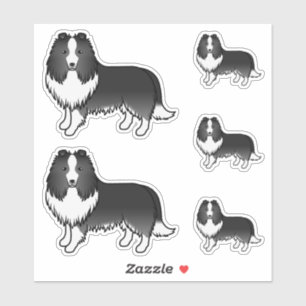 Bi-Black Shetland Sheepdog Sheltie Cartoon Hunde Aufkleber
