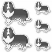 Bi-Black Shetland Sheepdog Sheltie Cartoon Hunde Aufkleber (Vorderseite)