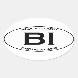 BI - Block-Insel Rhode Island Ovaler Aufkleber