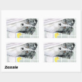Bi Blue Sheltie Bath Rechteckiger Aufkleber (Blatt)