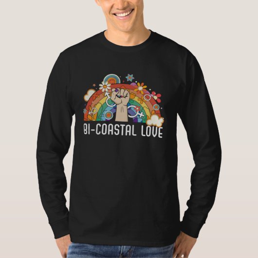 Bi Coastal Love Bisexual Rainbow Pride Bisexuality T-Shirt (Vorderseite)