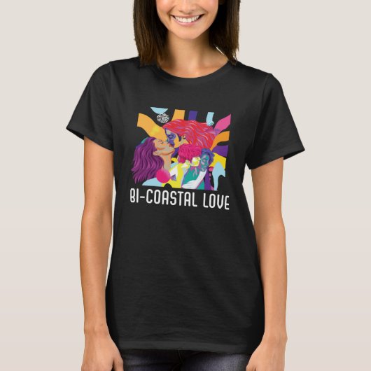 Bi Coastal Love Bisexual Rainbow Pride Bisexuality T-Shirt (Vorderseite)
