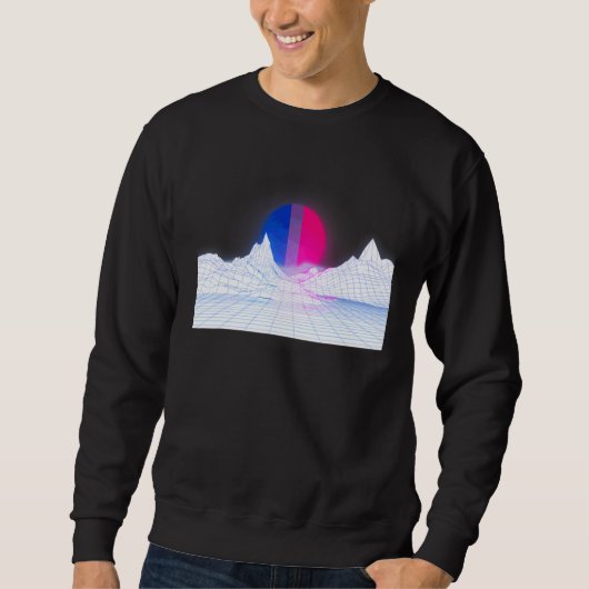 Bi Flag Sunset on White Bg 90s 80er Ästhetische Bi Sweatshirt (Vorderseite)