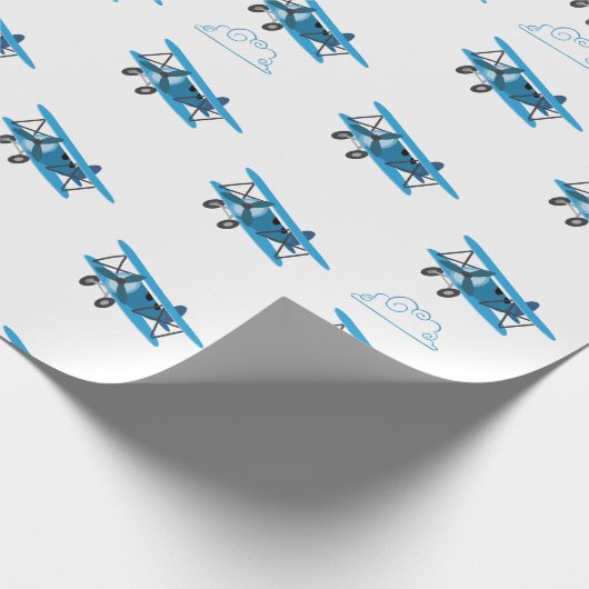 Bi-Flugzeug in Wolken-Flugzeugumschlag Geschenkpapier (Ecke)