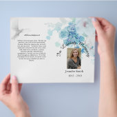 Bi-Fold Blue Floral Dove Funeral Programm Flyer (Hand)