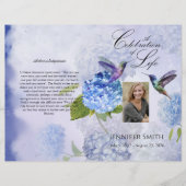 Bi-Fold Blue Hydrangeas Beerdigung Programm Flyer (Vorne)