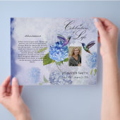 Bi-Fold Blue Hydrangeas Beerdigung Programm Flyer (Hand)