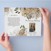 Bi-Fold Creme Tan Peony Trauerprogramm Flyer (Hand)
