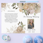 Bi-Fold Creme Tan Peony Trauerprogramm Flyer (Einzeln)