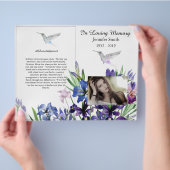 Bi-Fold Lila Irish Hummingbird Funeral Program Flyer (Hand)