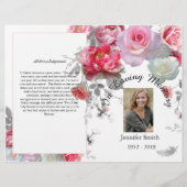 Bi-Fold Pink & Gray Rose Beerdigung Programm Flyer (Vorne)