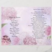 Bi-Fold Pink Hydrangeas Beerdigung Programm Flyer (Hinten)