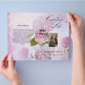 Bi-Fold Pink Hydrangeas Beerdigung Programm Flyer (Hand)