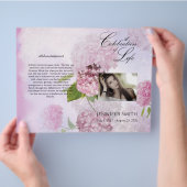 Bi-Fold Pink Hydrangeas Beerdigung Programm Flyer (Hand)