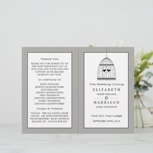 Bi-fold-Programm für Vintages Herzgeburtsherz (Stehend Vorderseite)