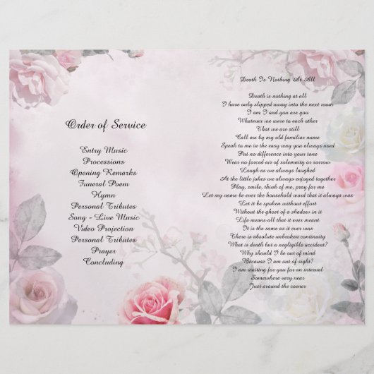 Bi-Fold-Roses-Beerdigung Flyer (Hinten)