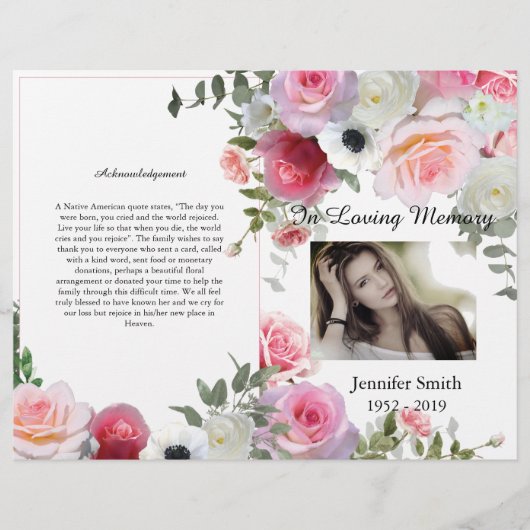 Bi-Fold-Roses-Beerdigung Flyer (Vorne)