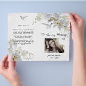 Bi-Fold White Orchids Hummingbird Begräbnisprogram Flyer (Hand)