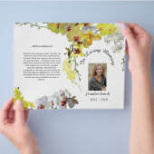 Bi-Fold Yellow Orchids Begräbnisprogramm Flyer (Hand)
