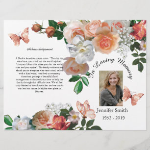 Bi-Fold Yellow Orchids Butterfly Funeral Program F Flyer